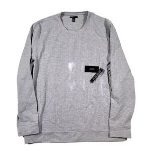 Alfani Knit Sweatshirt Mens 2XL Lt Grey Heather Stripe Classic-Fit Stretch‎ NEW